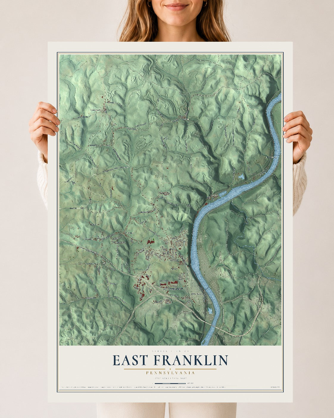 Map of East Franklin, Pennsylvania, 24 x 36 inch unframed archival matte print