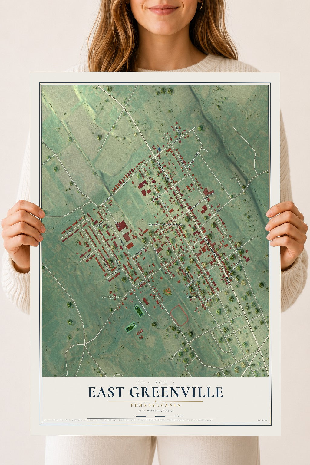 Map of East Greenville, Pennsylvania, 18 x 24 inch unframed archival matte print