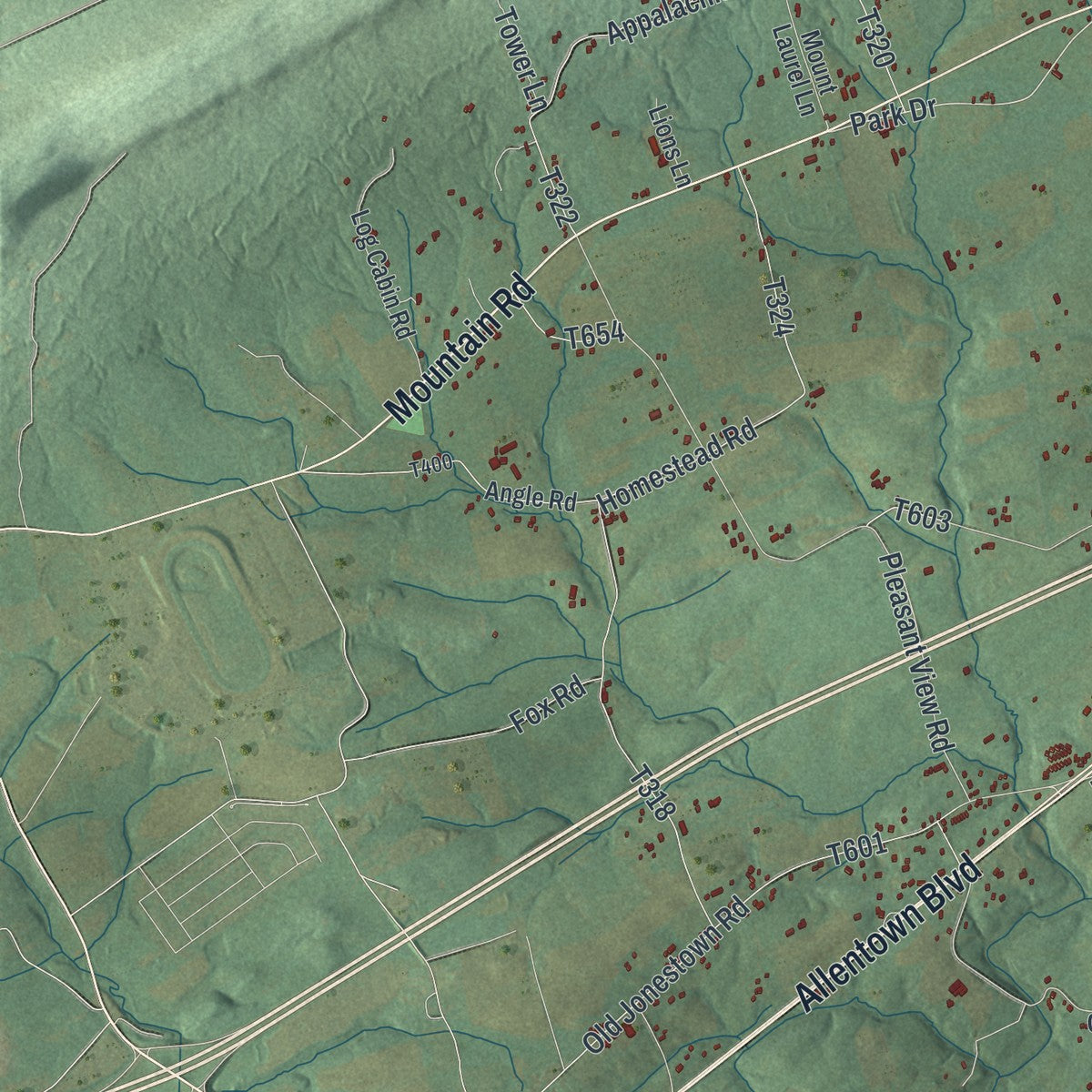 Second close-up of the map of East Hanover, Lebanon County, Pennsylvania print showing more streets and buildings