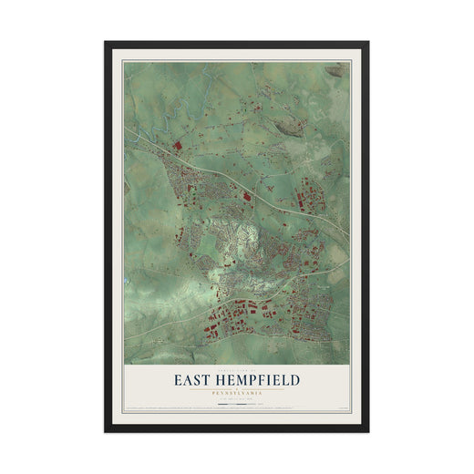 Map of East Hempfield, Pennsylvania, 12 x 18 inch print in a black wood frame
