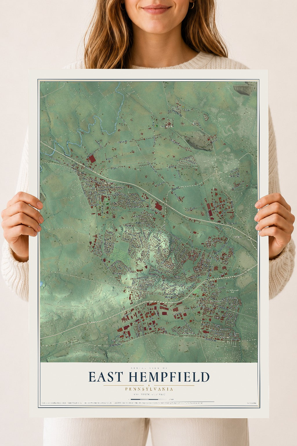 Map of East Hempfield, Pennsylvania, 18 x 24 inch unframed archival matte print