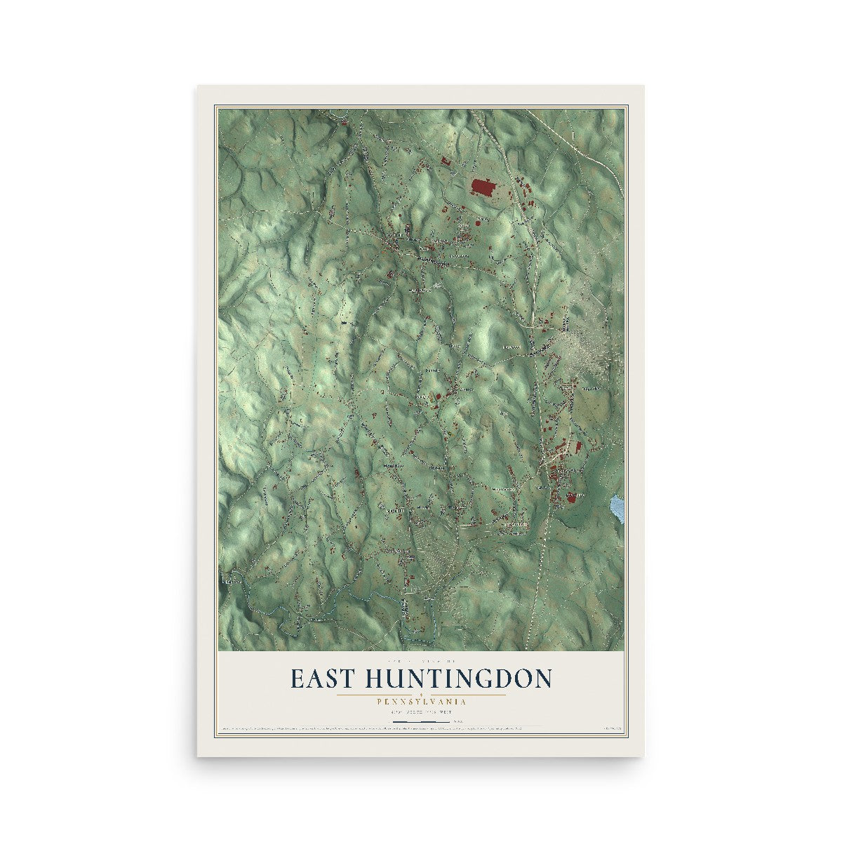 Map of East Huntingdon, Pennsylvania, 12 x 18 inch unframed archival matte print