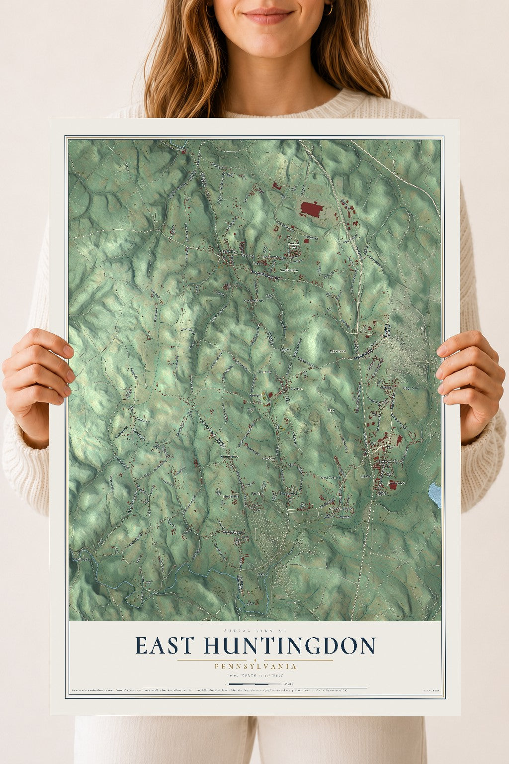Map of East Huntingdon, Pennsylvania, 18 x 24 inch unframed archival matte print