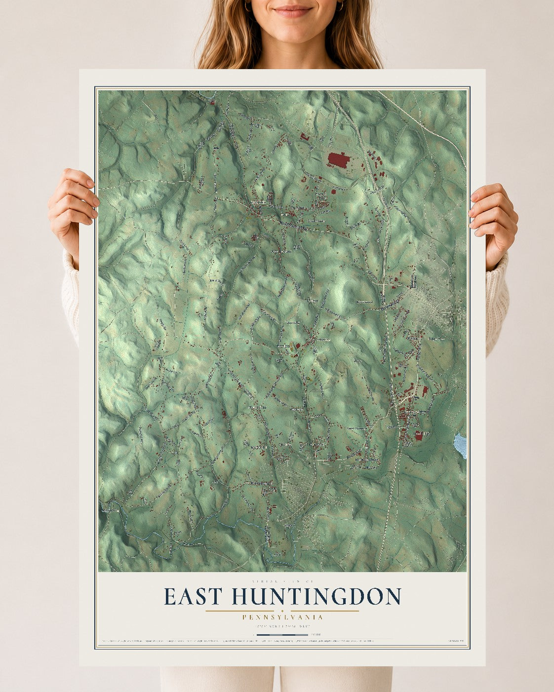 Map of East Huntingdon, Pennsylvania, 24 x 36 inch unframed archival matte print