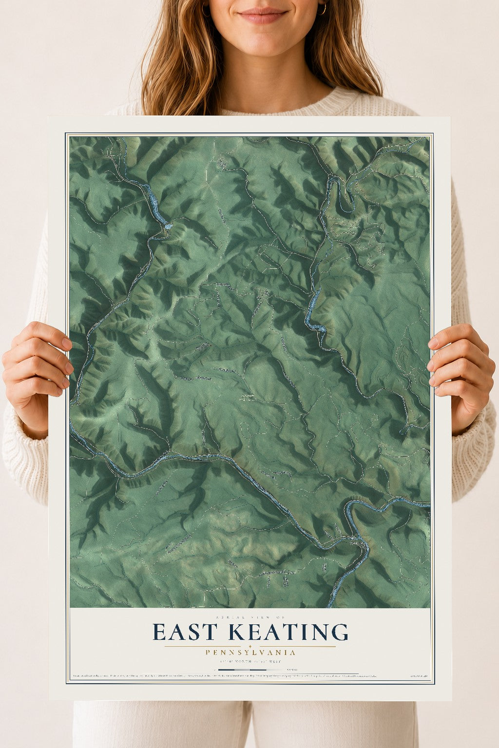 Map of East Keating, Pennsylvania, 18 x 24 inch unframed archival matte print