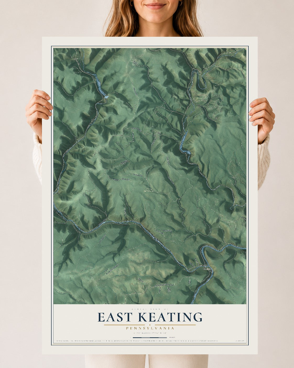 Map of East Keating, Pennsylvania, 24 x 36 inch unframed archival matte print