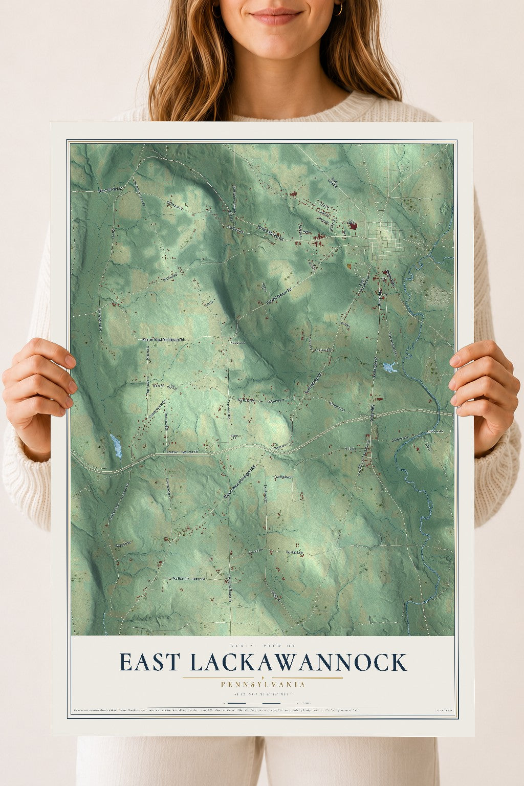 Map of East Lackawannock, Pennsylvania, 18 x 24 inch unframed archival matte print