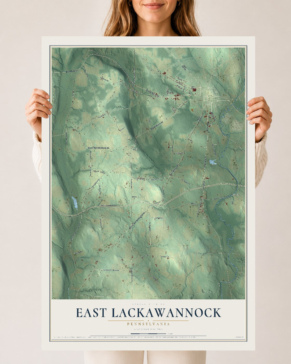 Map of East Lackawannock, Pennsylvania, 24 x 36 inch unframed archival matte print