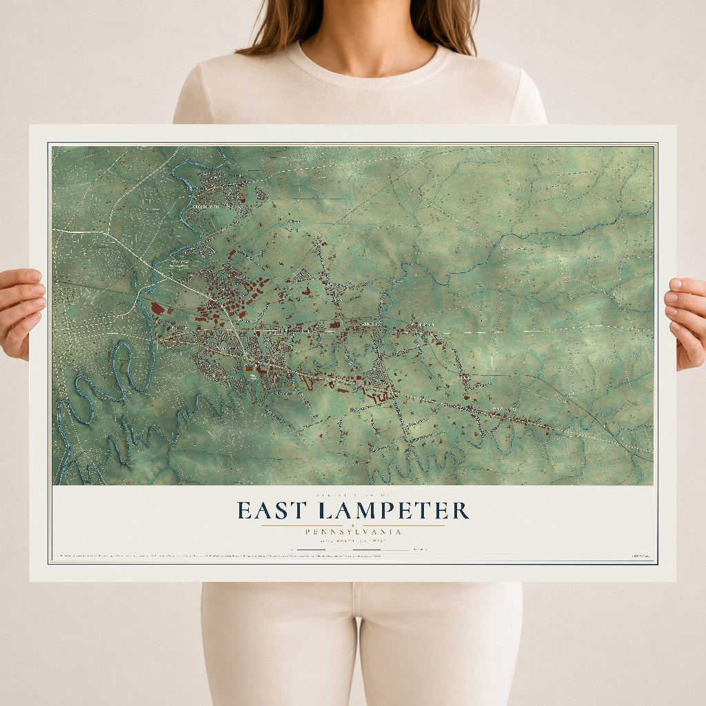 Map of East Lampeter, Pennsylvania, 18 x 24 inch unframed archival matte print