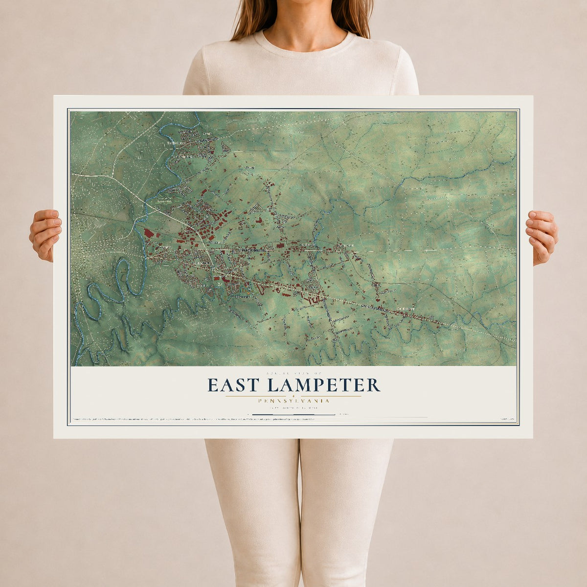 Map of East Lampeter, Pennsylvania, 24 x 36 inch unframed archival matte print