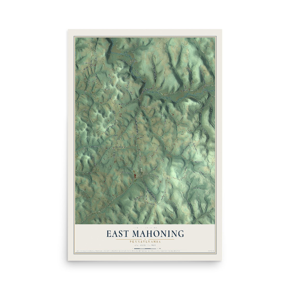 Map of East Mahoning, Pennsylvania, 12 x 18 inch unframed archival matte print
