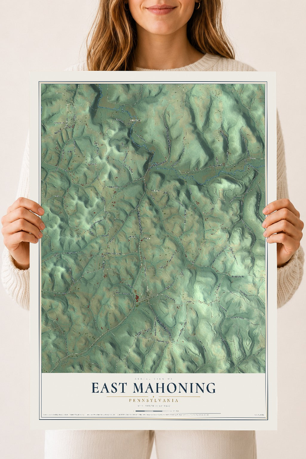 Map of East Mahoning, Pennsylvania, 18 x 24 inch unframed archival matte print