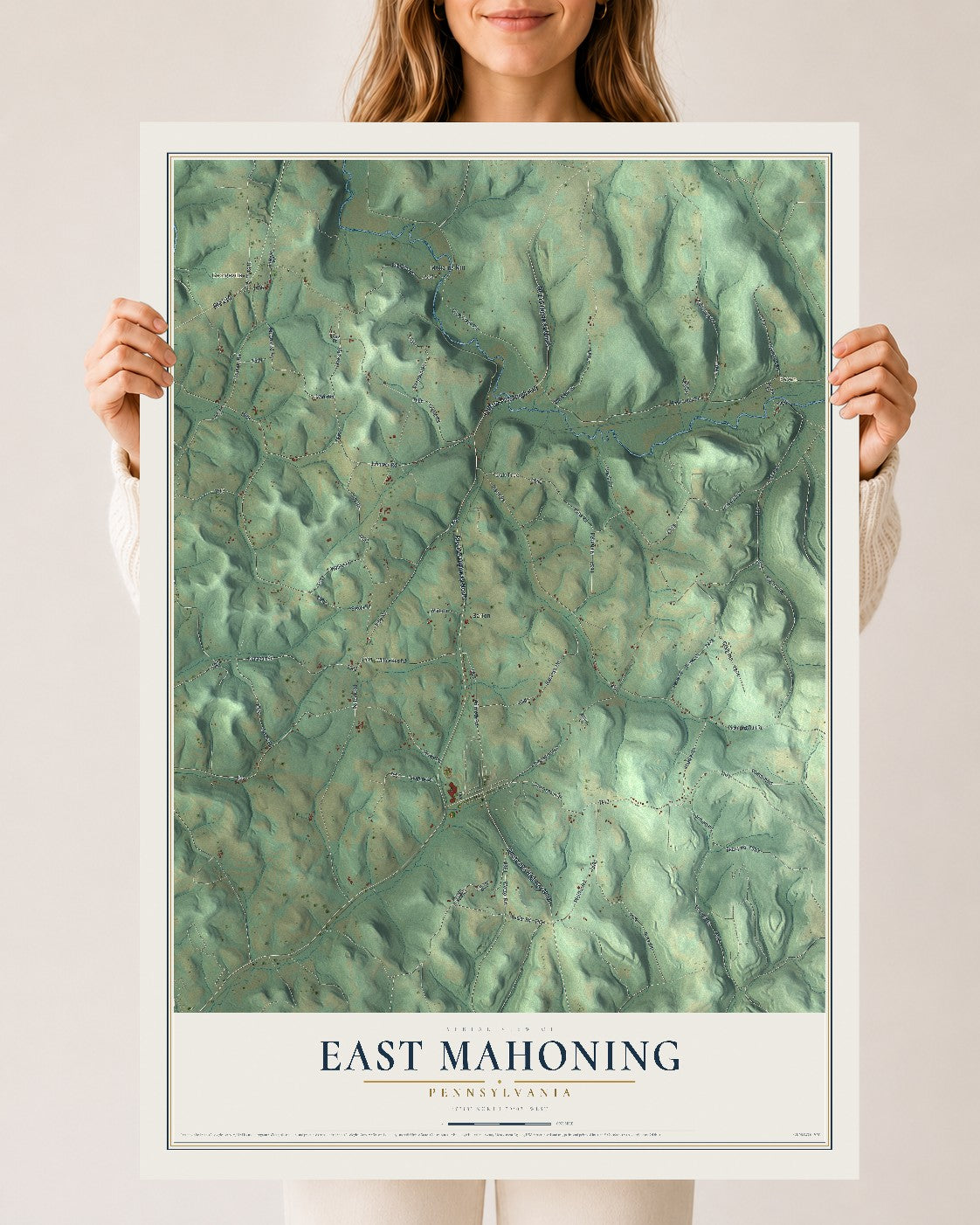 Map of East Mahoning, Pennsylvania, 24 x 36 inch unframed archival matte print