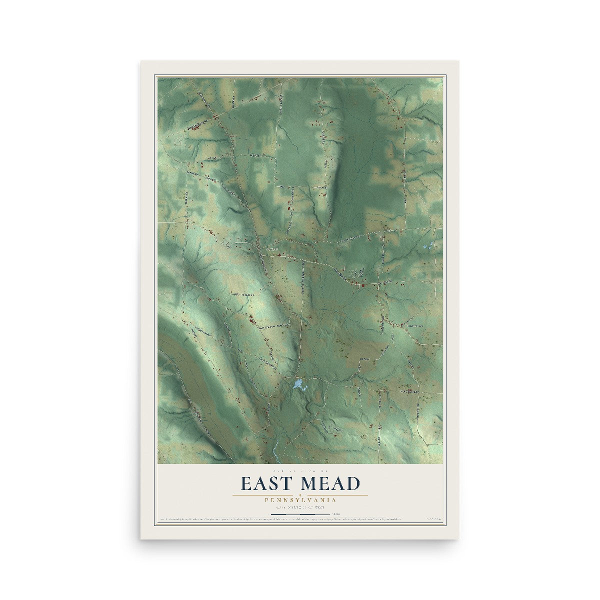 Map of East Mead, Pennsylvania, 12 x 18 inch unframed archival matte print