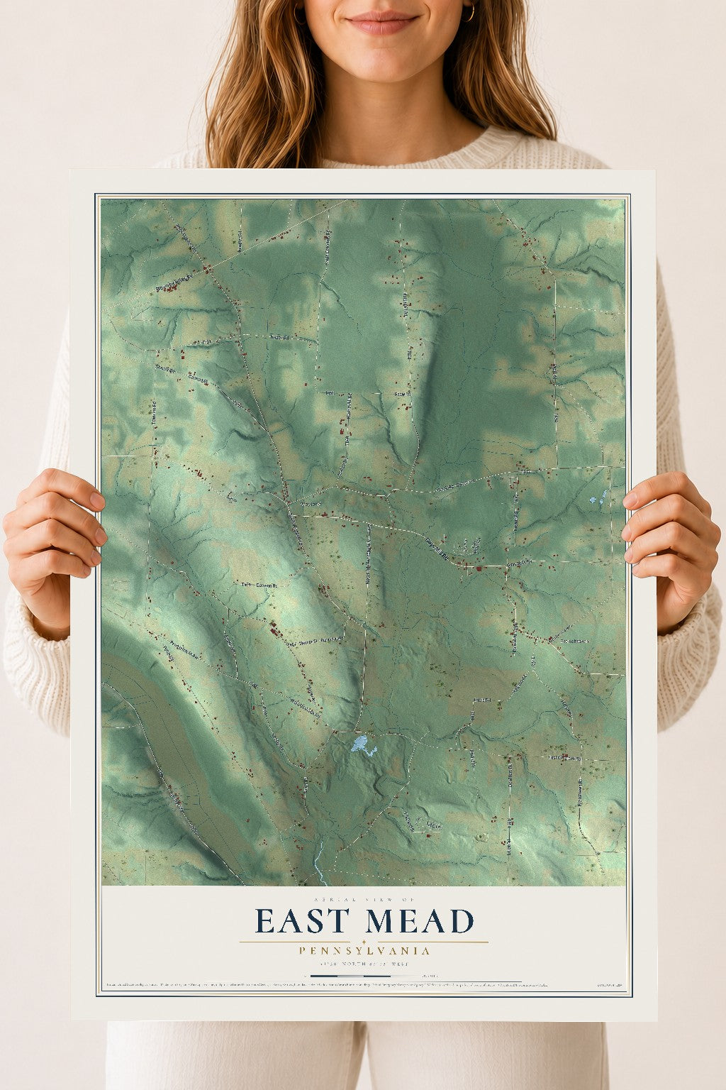 Map of East Mead, Pennsylvania, 18 x 24 inch unframed archival matte print