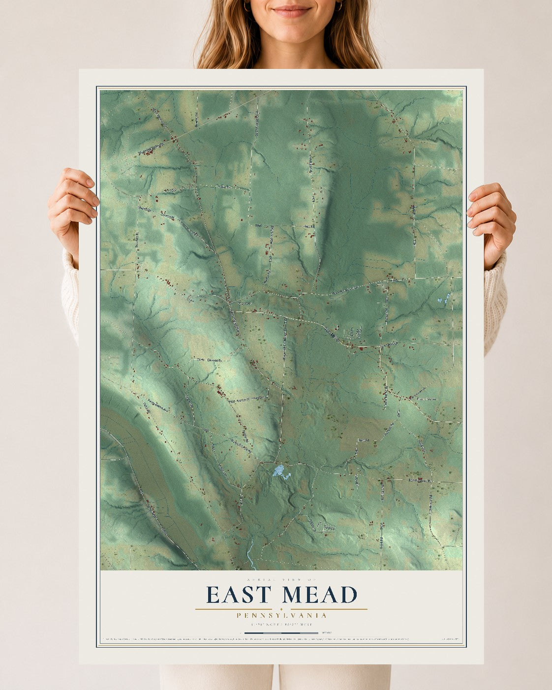 Map of East Mead, Pennsylvania, 24 x 36 inch unframed archival matte print