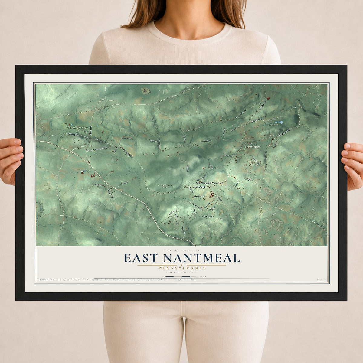 Map of East Nantmeal, Pennsylvania, 18 x 24 inch print in a black wood frame