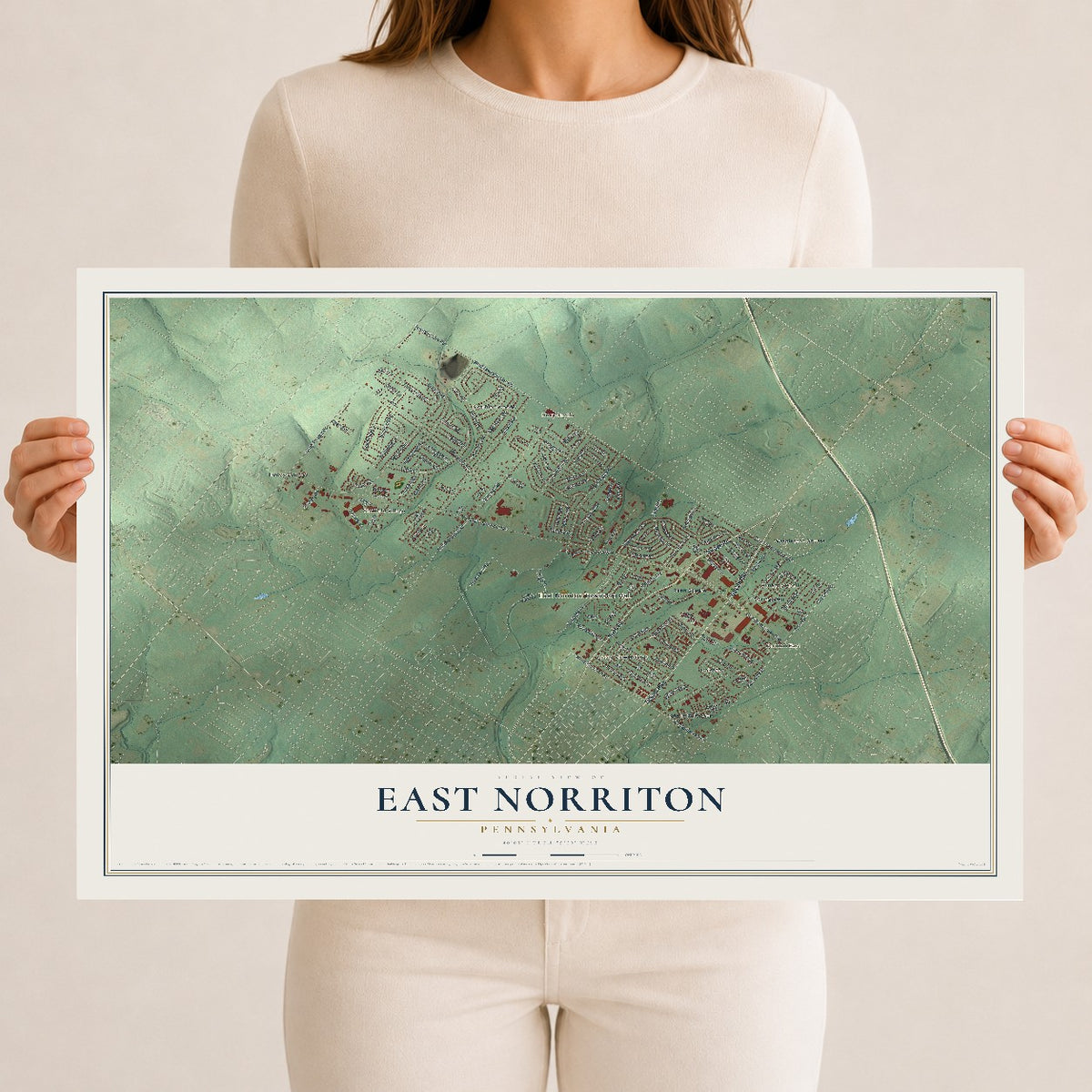 Map of East Norriton, Pennsylvania, 12 x 18 inch unframed archival matte print