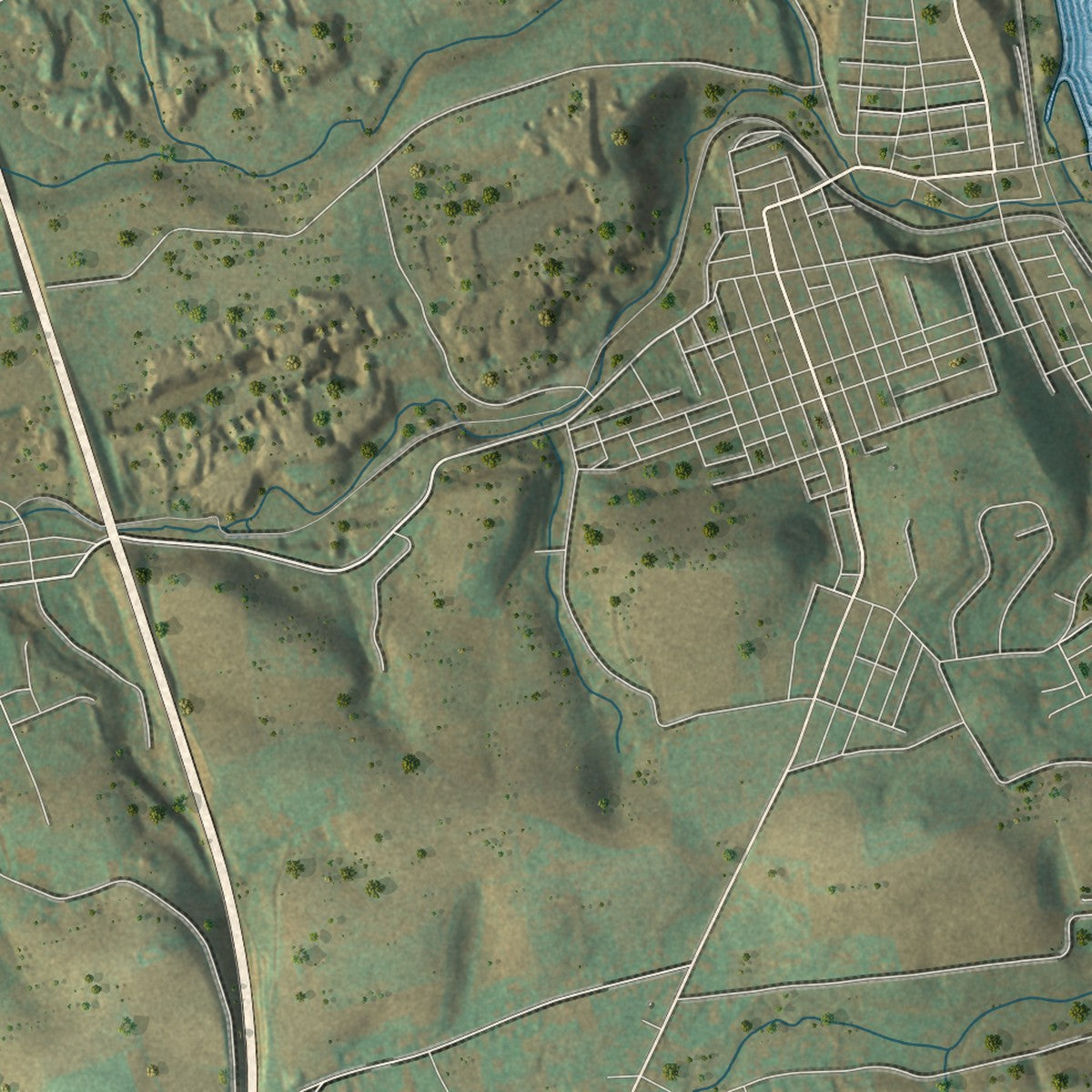 Second close-up of the map of East Penn, Pennsylvania print showing more streets and buildings