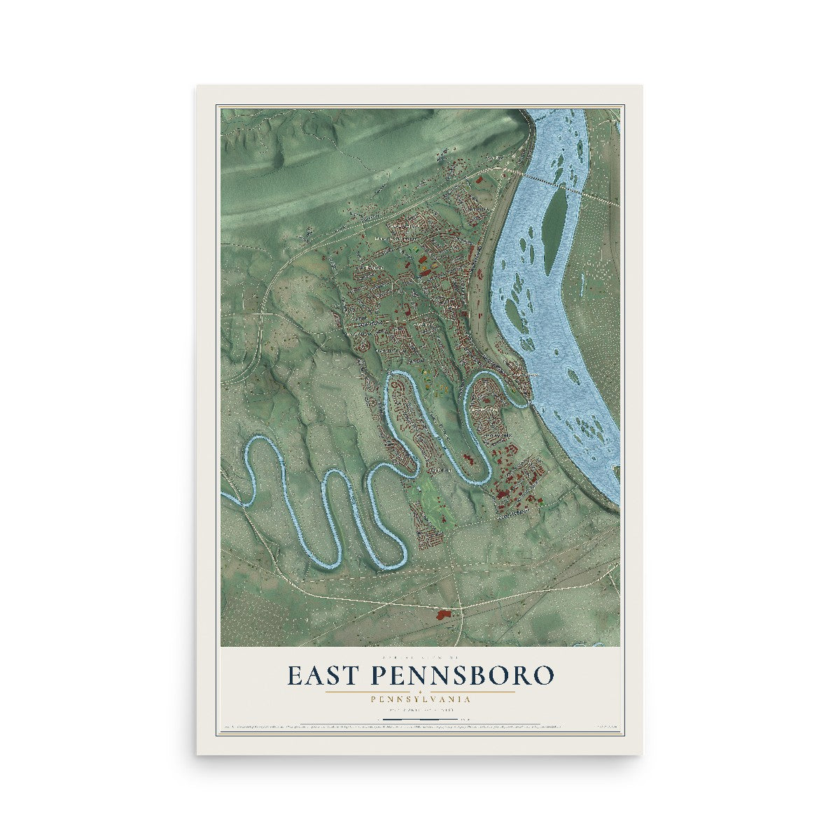 Map of East Pennsboro, Pennsylvania, 12 x 18 inch unframed archival matte print