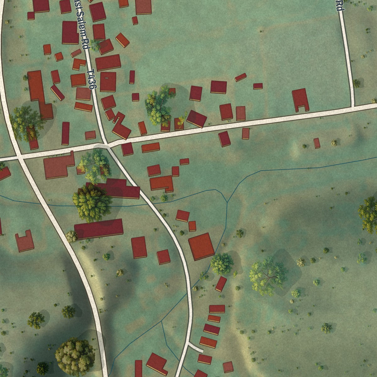 Close-up of the map of East Salem, Pennsylvania print showing street and building detail
