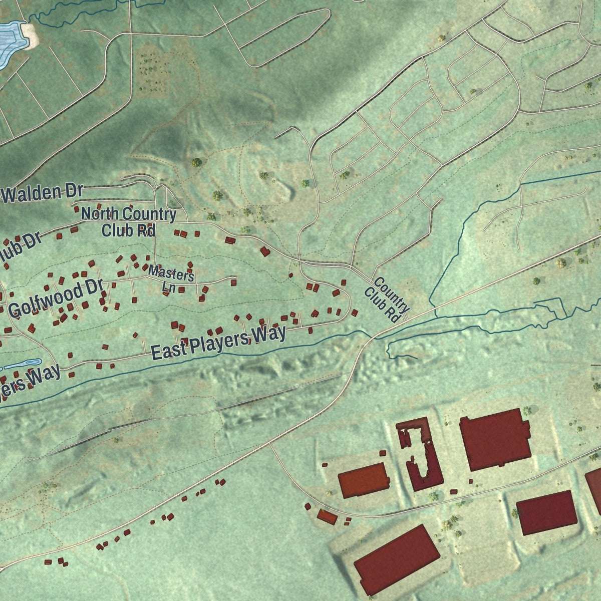 Close-up of the map of East Union, Pennsylvania print showing street and building detail
