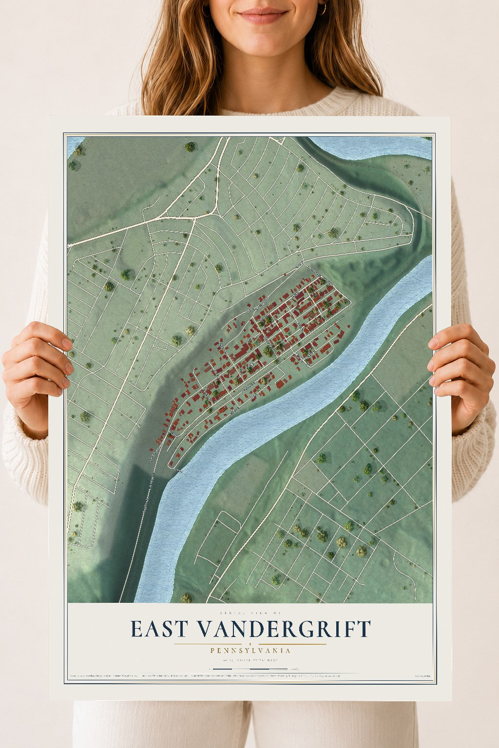 Map of East Vandergrift, Pennsylvania, 18 x 24 inch unframed archival matte print