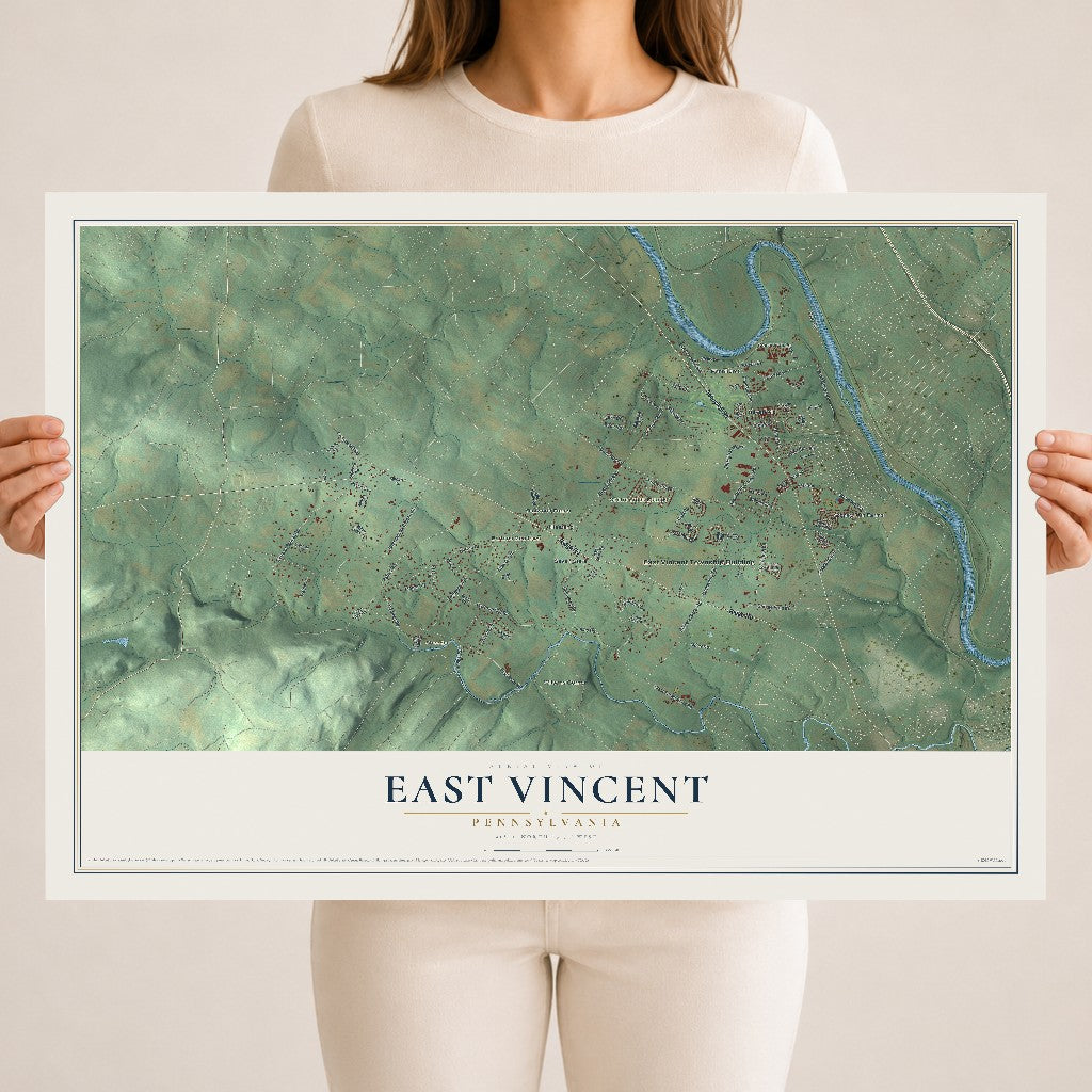 Map of East Vincent, Pennsylvania, 18 x 24 inch unframed archival matte print