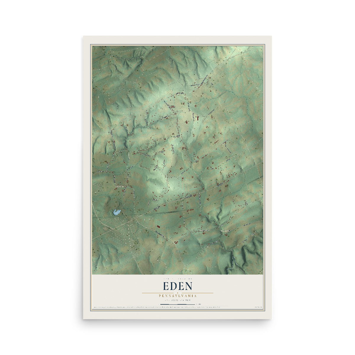 Map of Eden, Pennsylvania, 12 x 18 inch unframed archival matte print