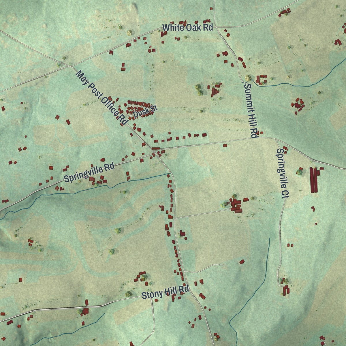 Close-up of the map of Eden, Pennsylvania print showing street and building detail