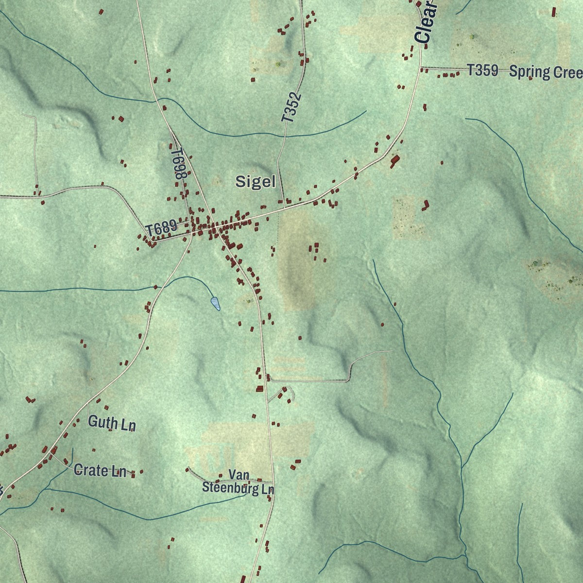 Close-up of the map of Eldred, Jefferson County, Pennsylvania print showing street and building detail