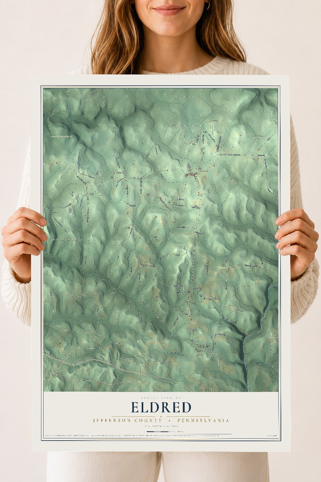 Map of Eldred, Jefferson County, Pennsylvania, 18 x 24 inch unframed archival matte print