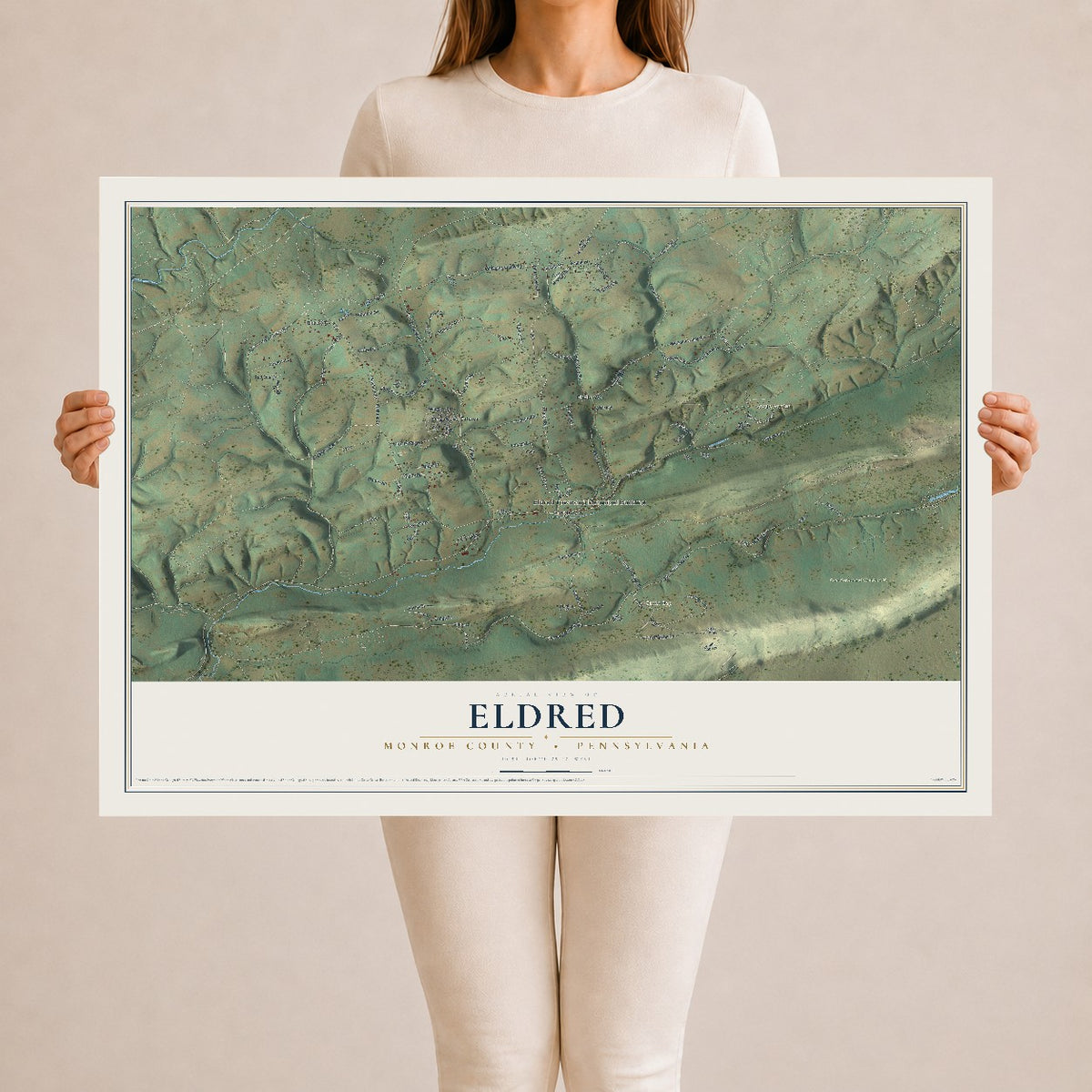 Map of Eldred, Monroe County, Pennsylvania, 24 x 36 inch unframed archival matte print