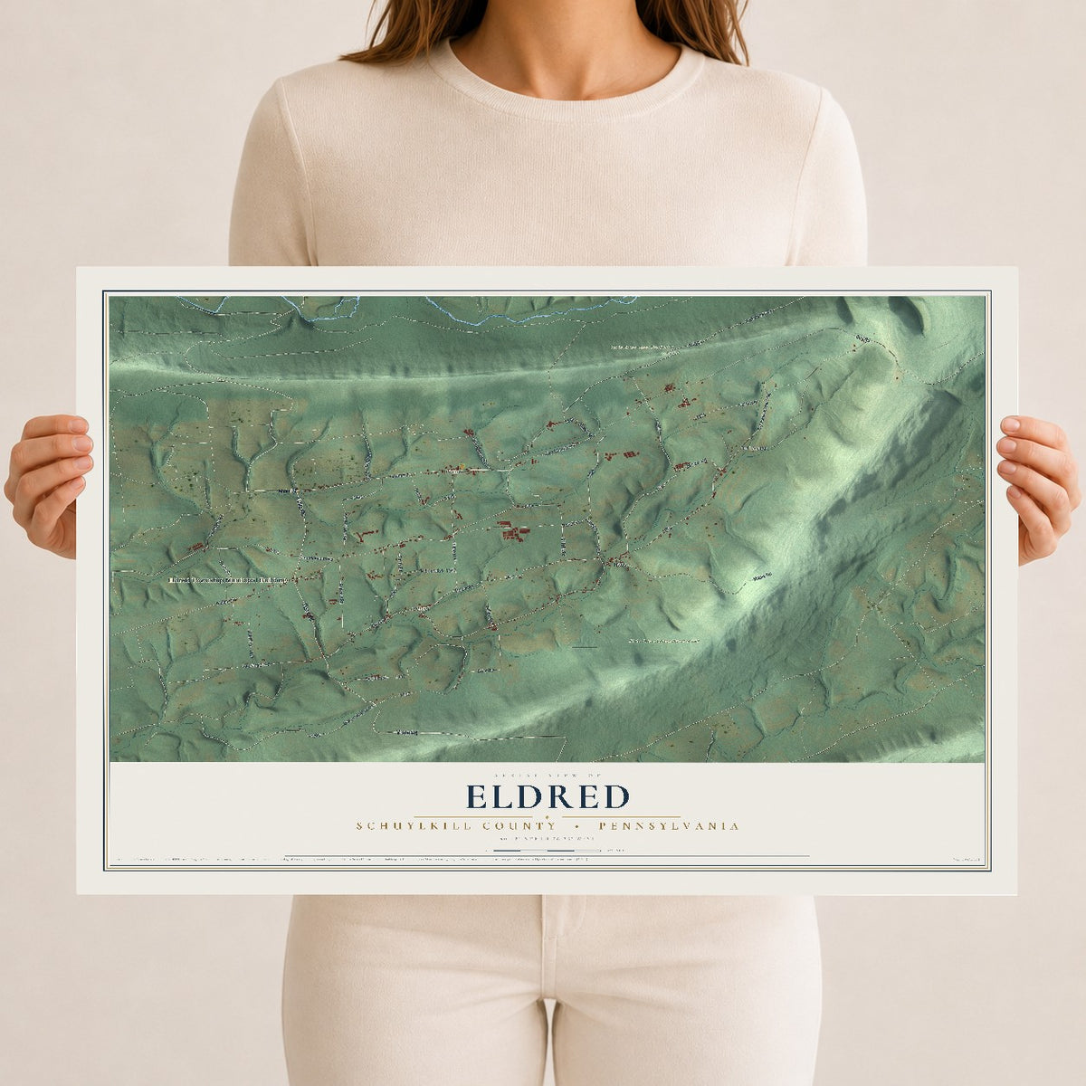 Map of Eldred, Schuylkill County, Pennsylvania, 12 x 18 inch unframed archival matte print