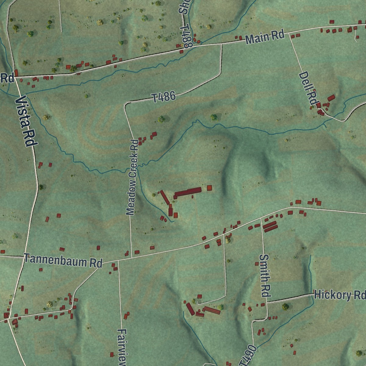 Close-up of the map of Eldred, Schuylkill County, Pennsylvania print showing street and building detail