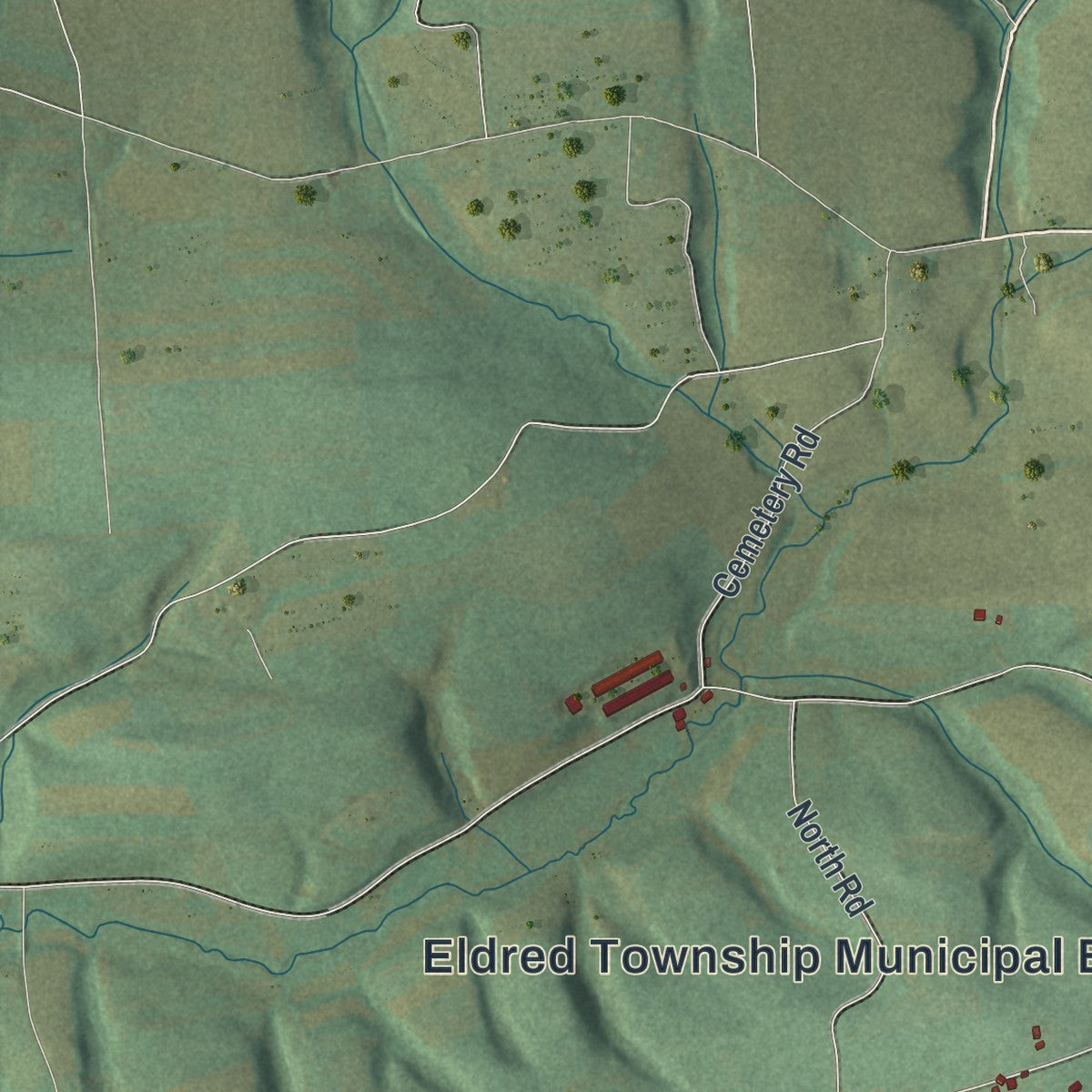 Second close-up of the map of Eldred, Schuylkill County, Pennsylvania print showing more streets and buildings