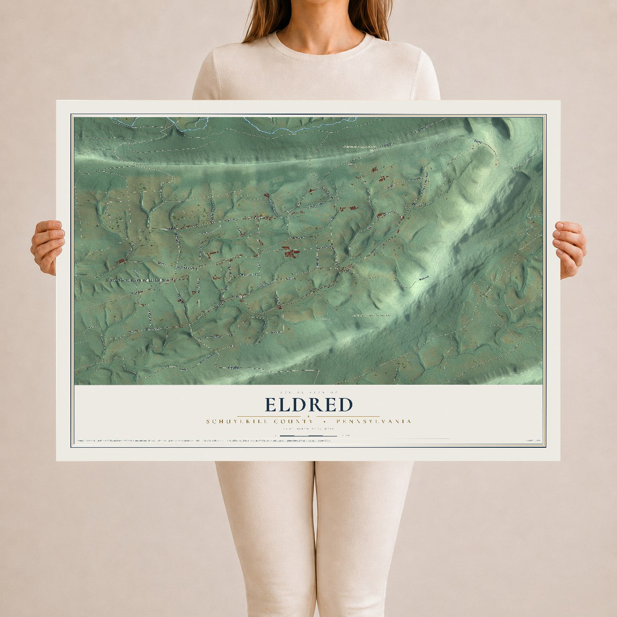 Map of Eldred, Schuylkill County, Pennsylvania, 24 x 36 inch unframed archival matte print