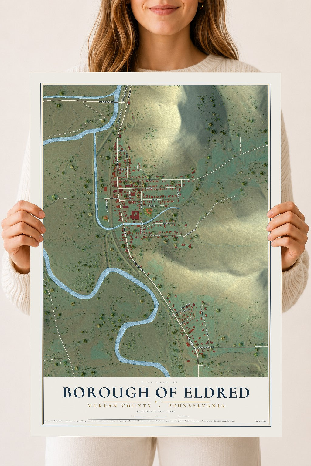 Map of the Borough of Eldred, McKean County, Pennsylvania, 18 x 24 inch unframed archival matte print