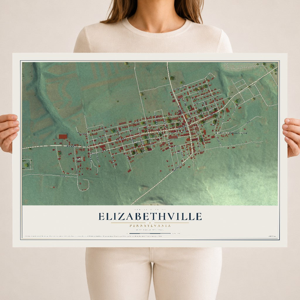 Map of Elizabethville, Pennsylvania, 18 x 24 inch unframed archival matte print