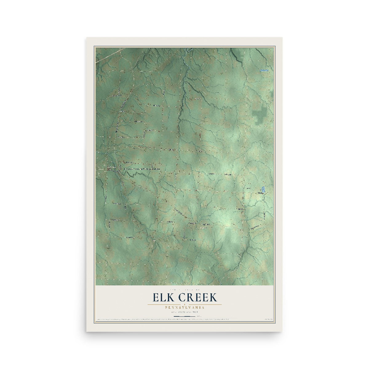 Map of Elk Creek, Pennsylvania, 12 x 18 inch unframed archival matte print