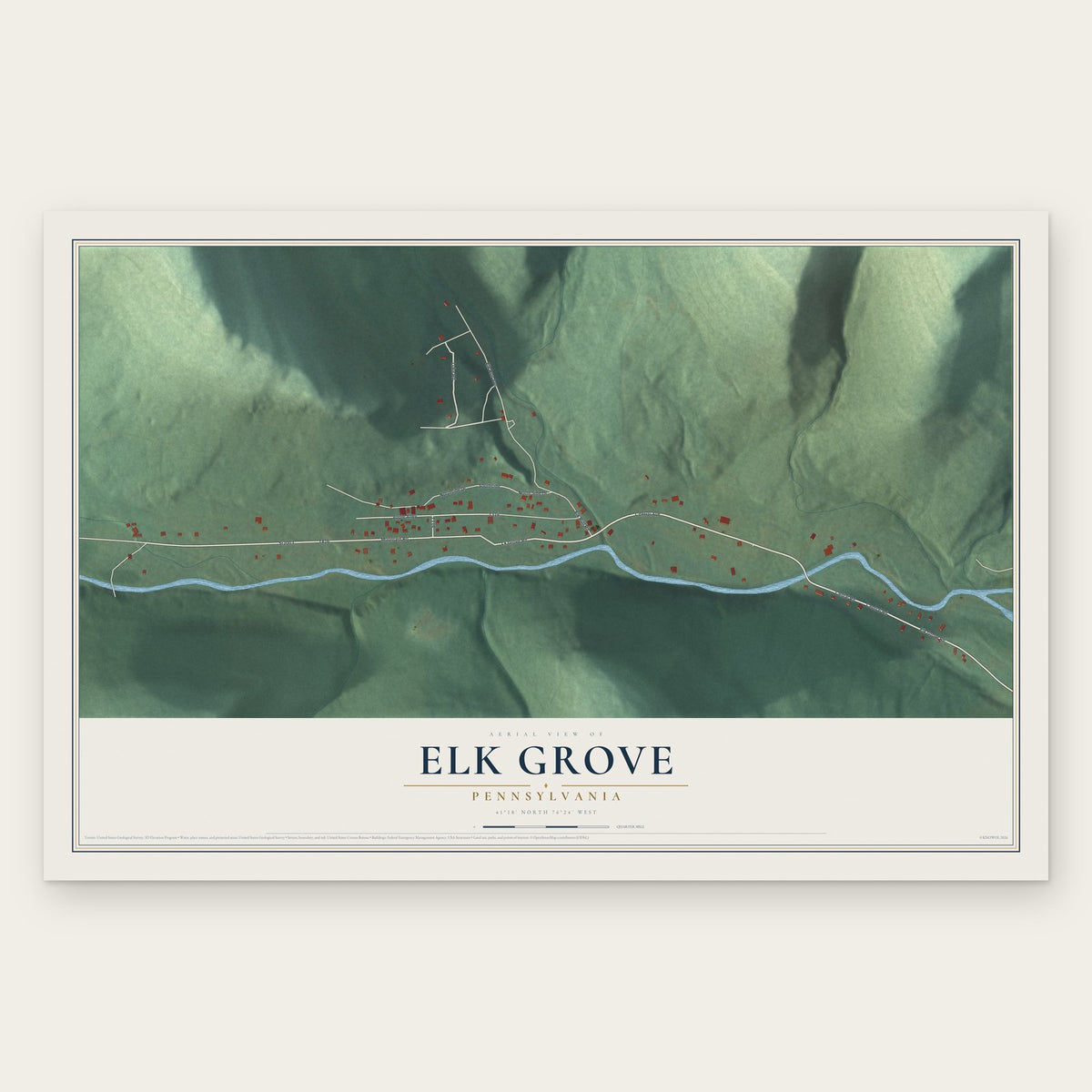 Elk Grove, Pennsylvania map print, the full design