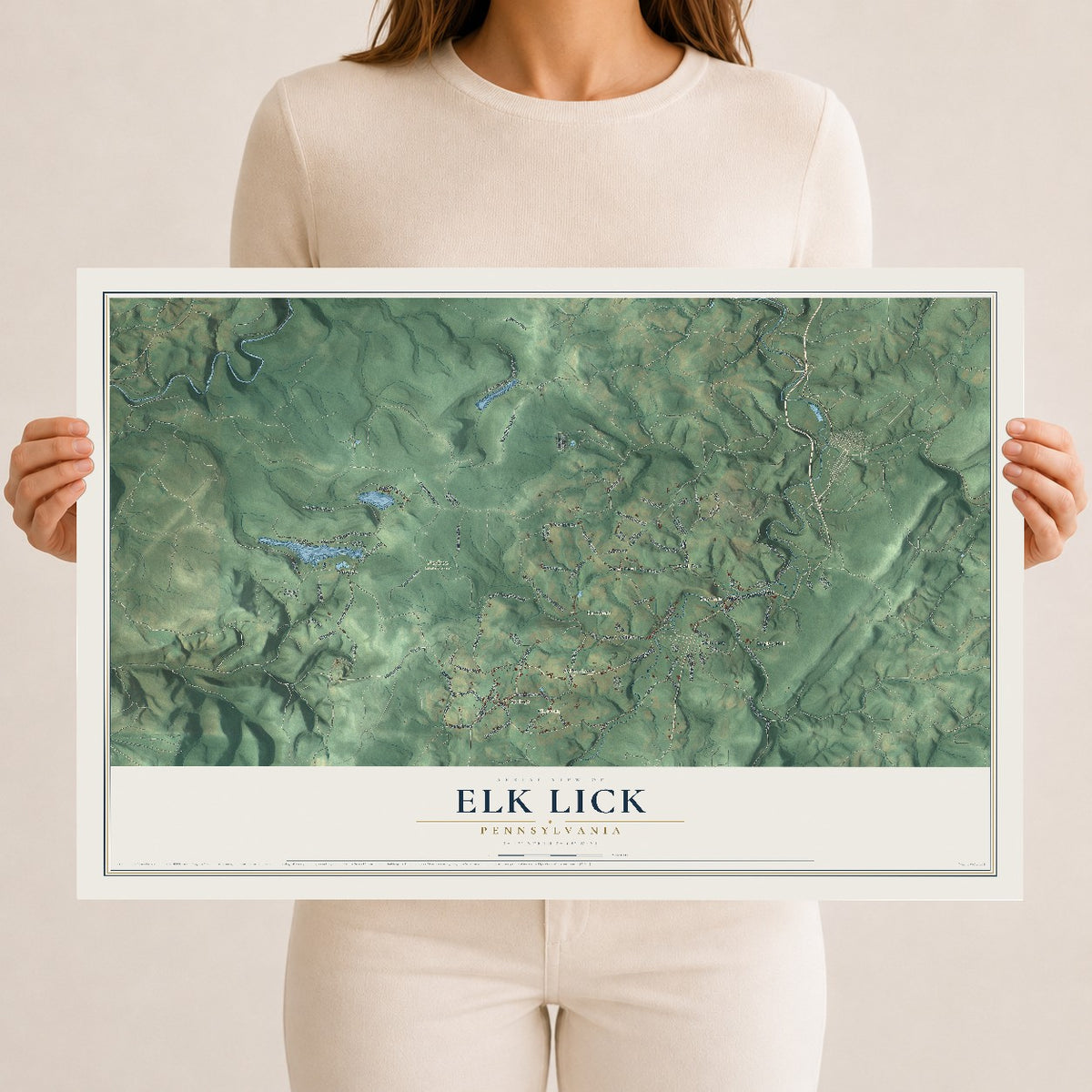 Map of Elk Lick, Pennsylvania, 12 x 18 inch unframed archival matte print