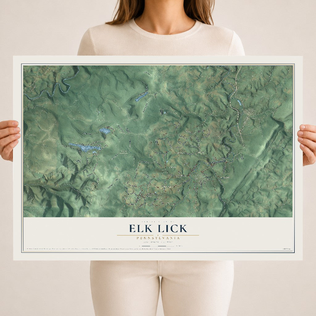 Map of Elk Lick, Pennsylvania, 18 x 24 inch unframed archival matte print