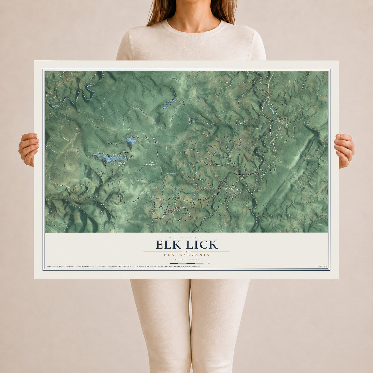 Map of Elk Lick, Pennsylvania, 24 x 36 inch unframed archival matte print