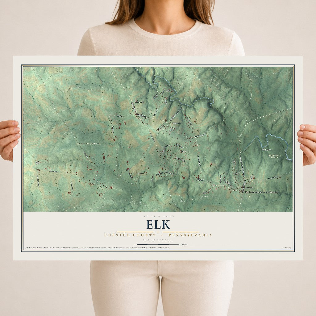 Map of Elk, Chester County, Pennsylvania, 18 x 24 inch unframed archival matte print