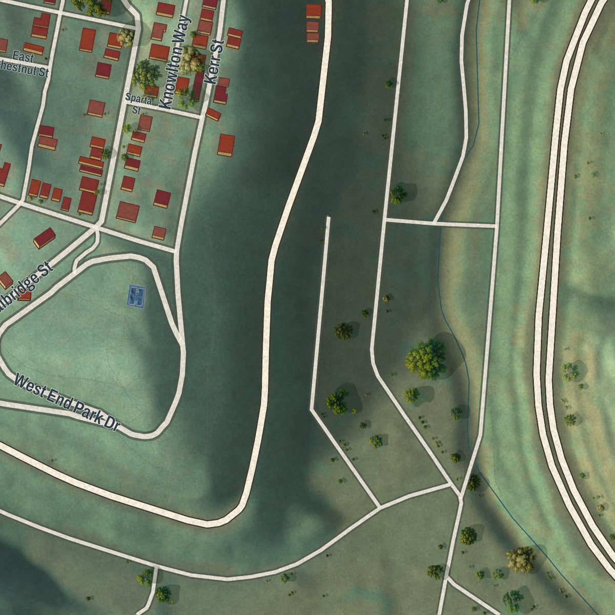 Second close-up of the map of Elliott, Pennsylvania print showing more streets and buildings