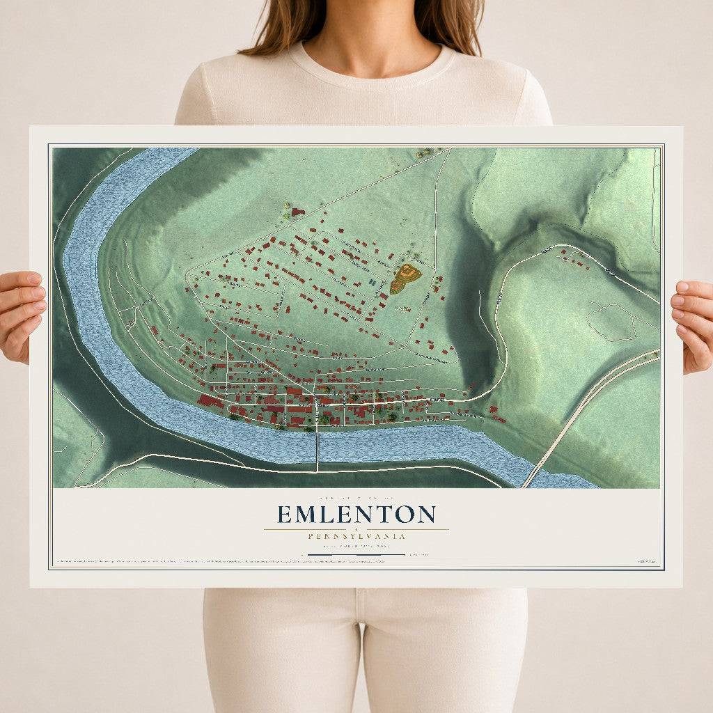 Map of Emlenton, Pennsylvania, 18 x 24 inch unframed archival matte print