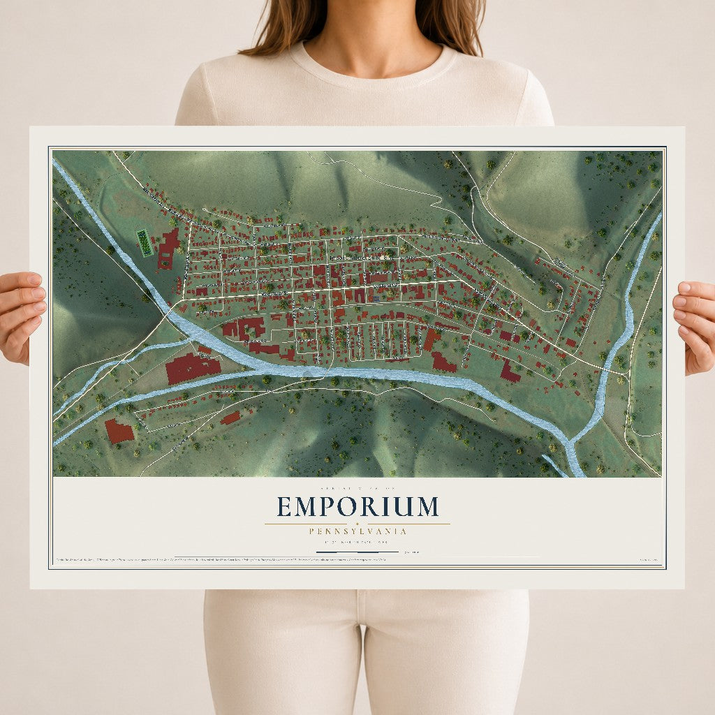 Map of Emporium, Pennsylvania, 18 x 24 inch unframed archival matte print