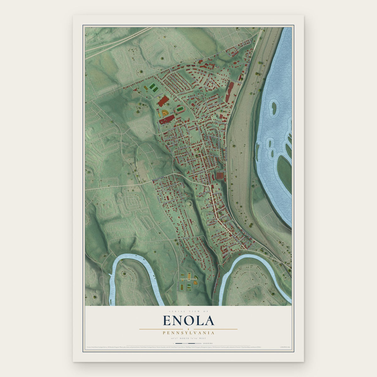 Enola, Pennsylvania map print, the full design