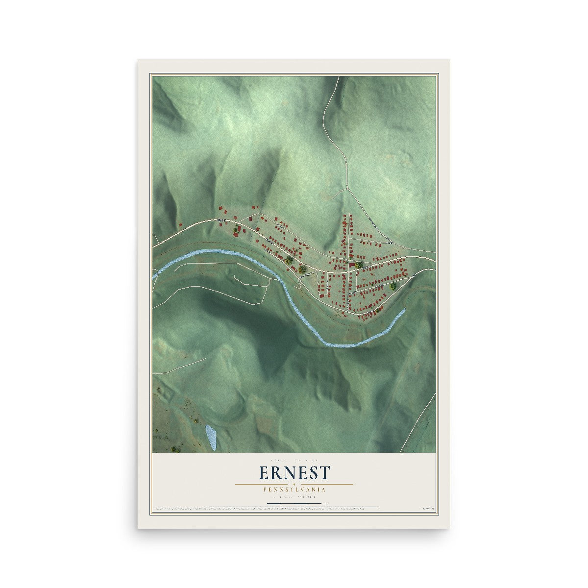 Map of Ernest, Pennsylvania, 12 x 18 inch unframed archival matte print